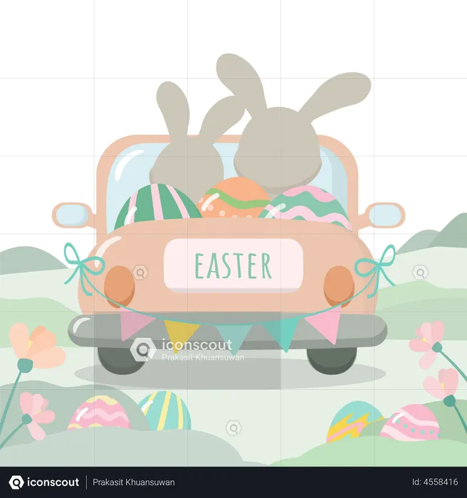 Ostern Auto  Illustration