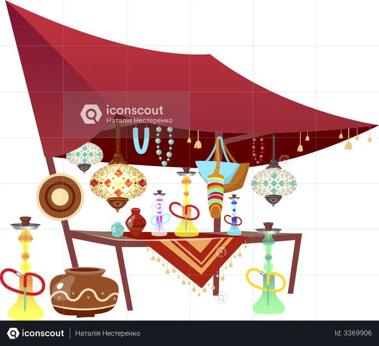 Ostmarktzelt mit Souvenirs  Illustration