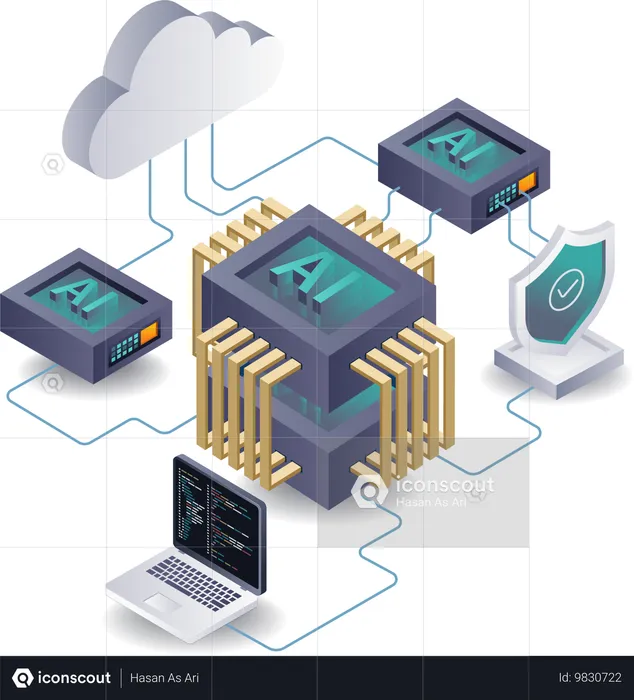 Otimizando a segurança de dados por meio da tecnologia de IA  Ilustração