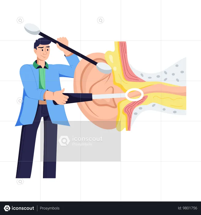 Otolaryngologist Diagnosis Human Ear  Illustration