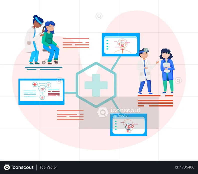 Otolaryngologist doctor treating patient  Illustration