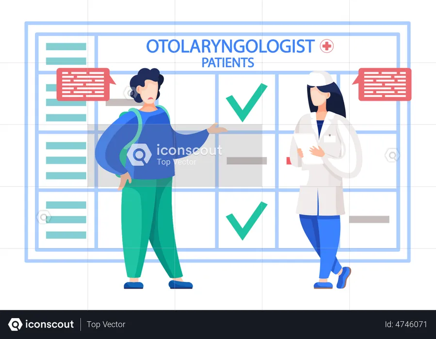 Otology doctor talking with patient  Illustration