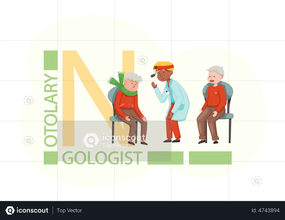 Otology doctor treating patient  Illustration