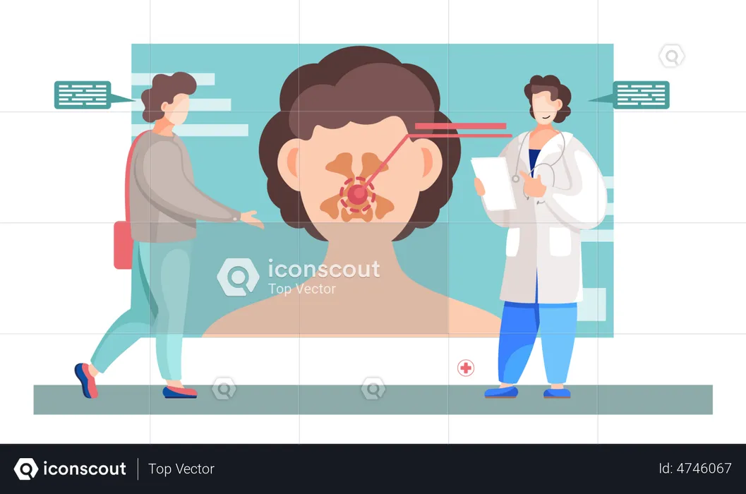 Otology doctor with patient  Illustration