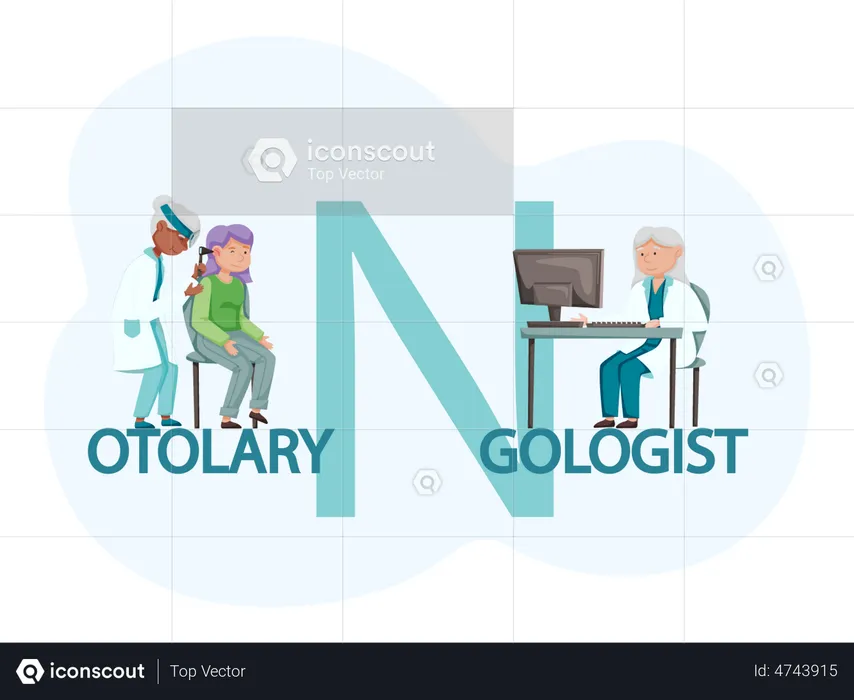 Otology doctor with patient treatment  Illustration