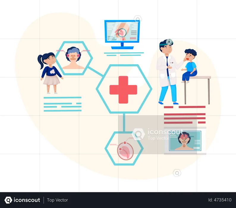 Tratamento de saúde em otorrinolaringologia  Ilustração