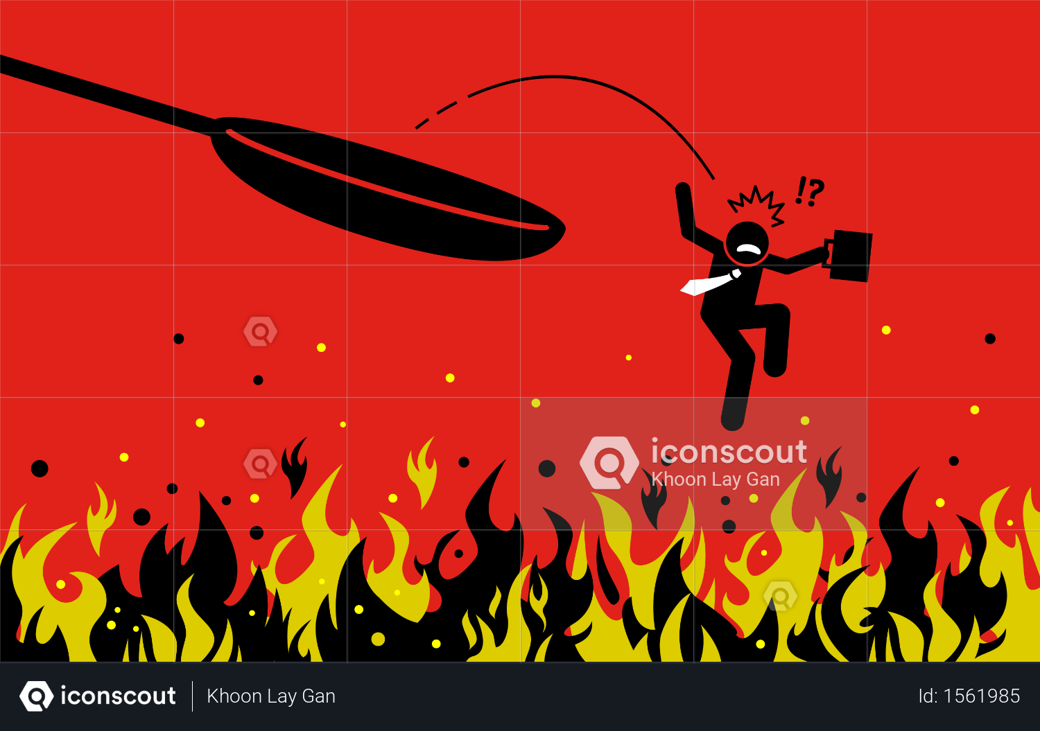 Best Premium Out Of The Frying Pan And Into The Fire Illustration Download In Png And Vector Format