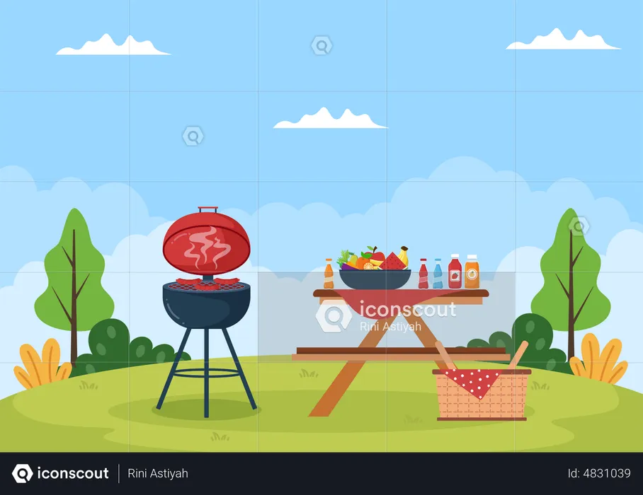 Outdoor barbeque grill  Illustration