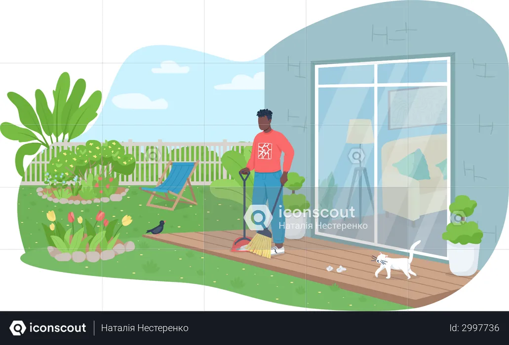 Outdoor cleaning work  Illustration