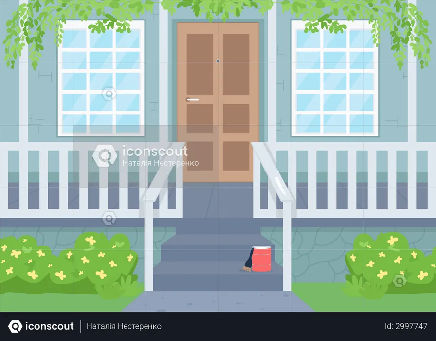 Outdoor house renovation in spring  Illustration