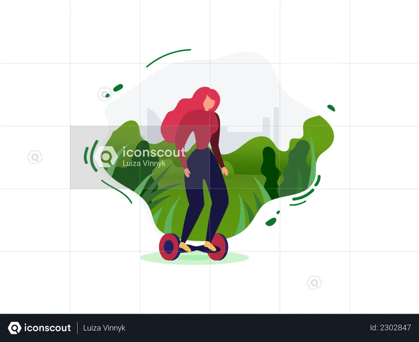Outdoor Lifestyle Eco Transport  with Gyroscooter  Illustration
