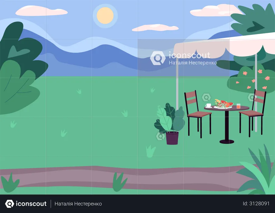 Outdoor picnic spot  Illustration