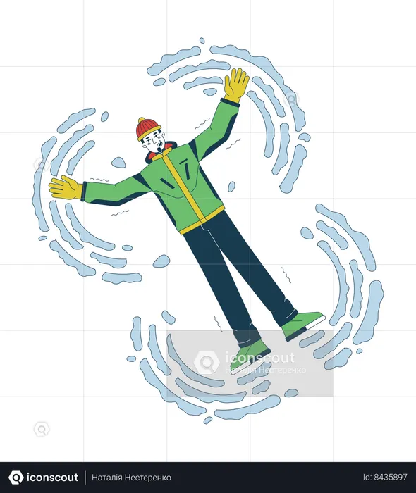 Outerwear winter guy making snow angel  Illustration