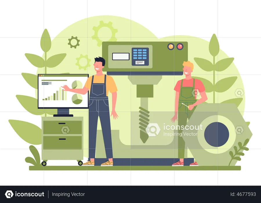 Travailleur travaillant avec une perceuse  Illustration