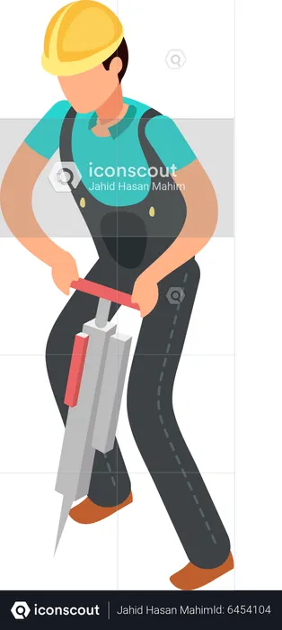 Travailleurs de la construction avec machine à griller  Illustration