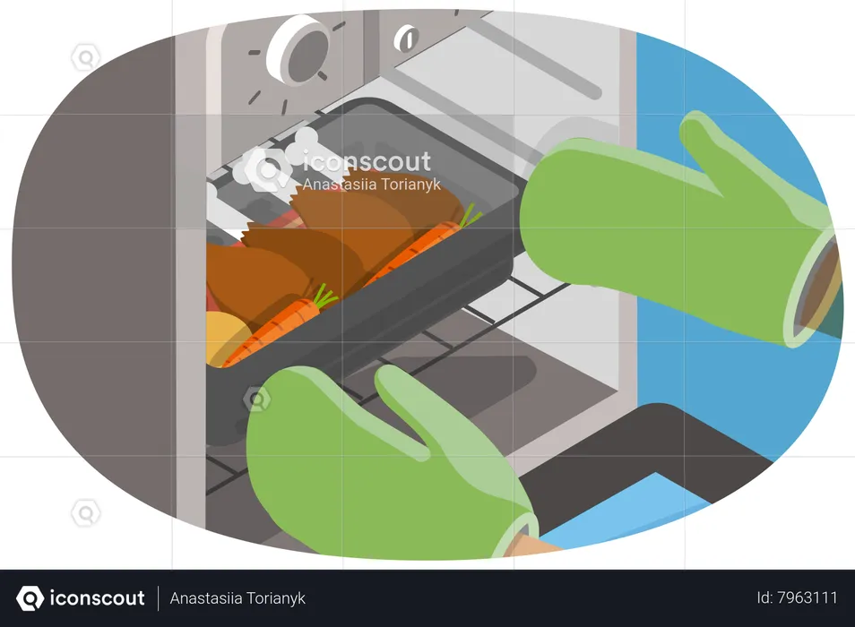 Oven-baked Meal  Illustration