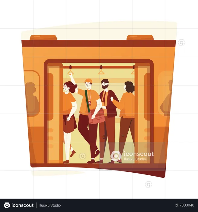 Overcrowded train passengers  Illustration