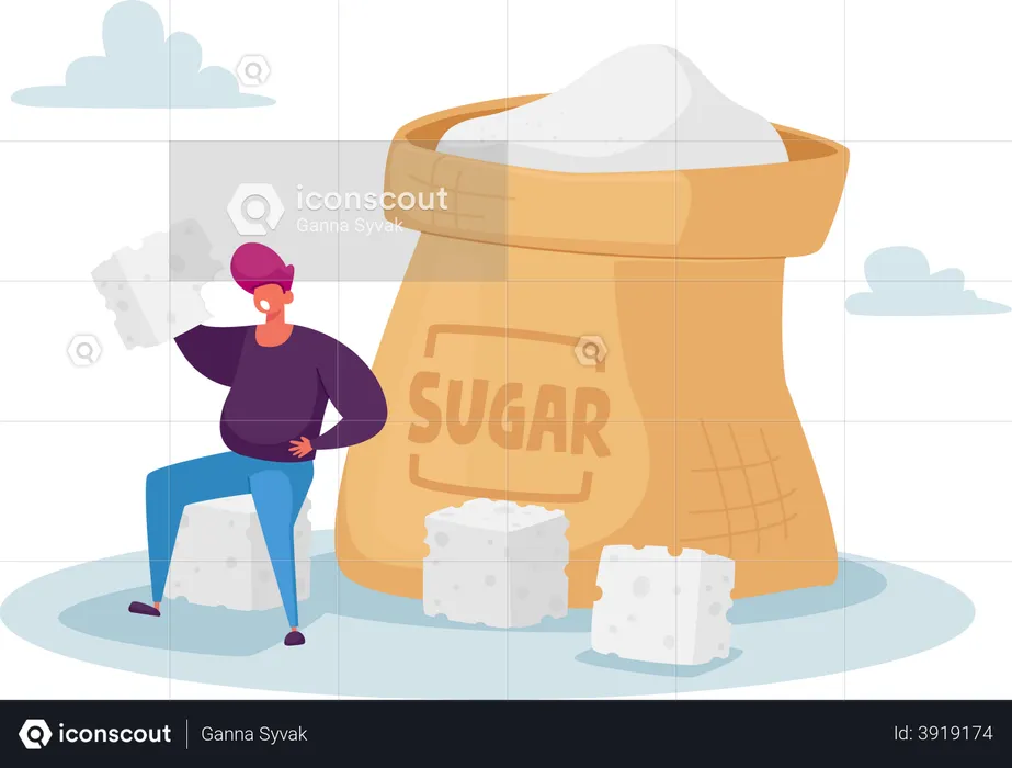 Overdose Glucose Eating Problem and Sugar Addiction  Illustration
