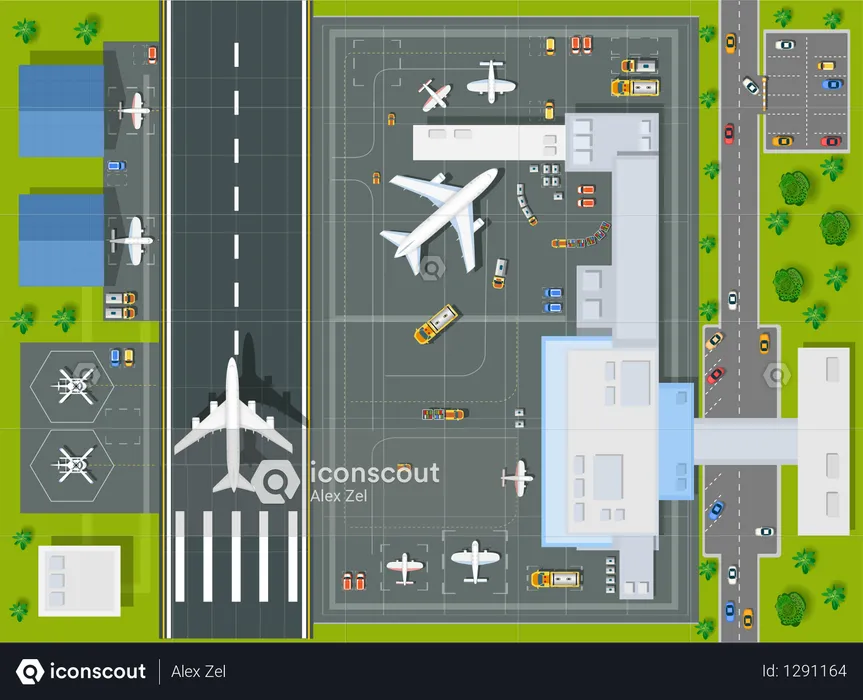 Overhead point of view airport  Illustration