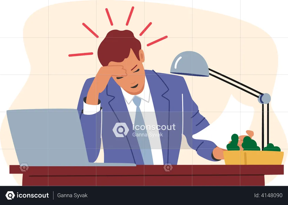 Overload stressed employee in office  Illustration