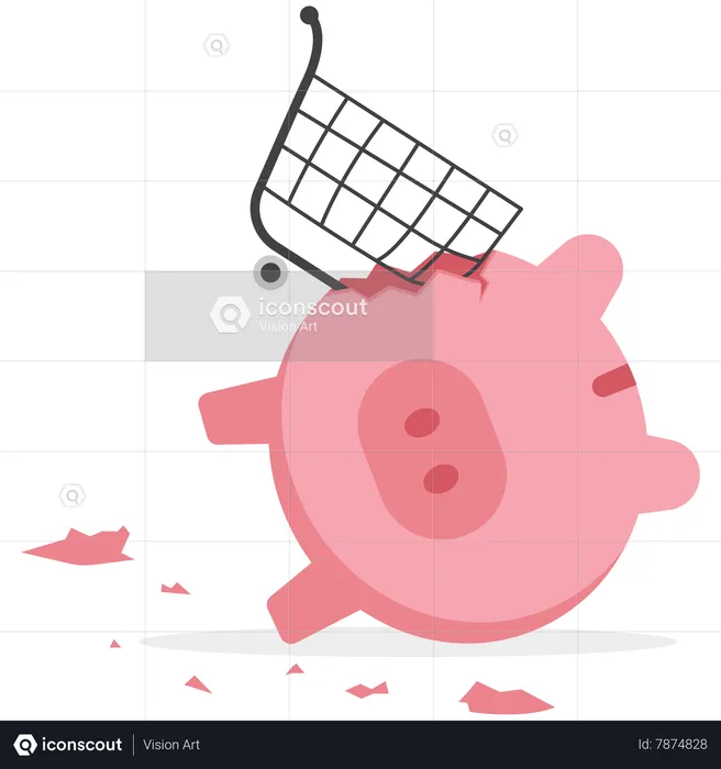 Overspending on shopping online causing debt  Illustration