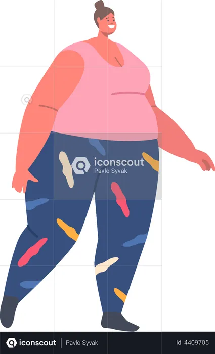 Overweight fat woman running  Illustration