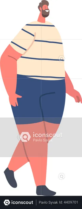 Overweight man running for weight loss  Illustration