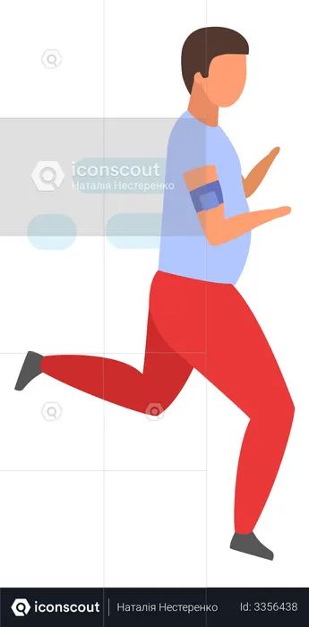 Overweight man running to lose weight  Illustration