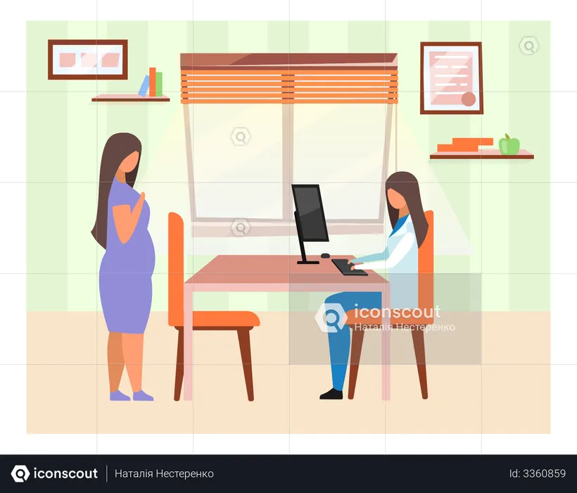 Overweight patient visiting nutritionist  Illustration