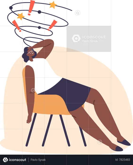 Overwhelmed woman holds her head in distress  Illustration