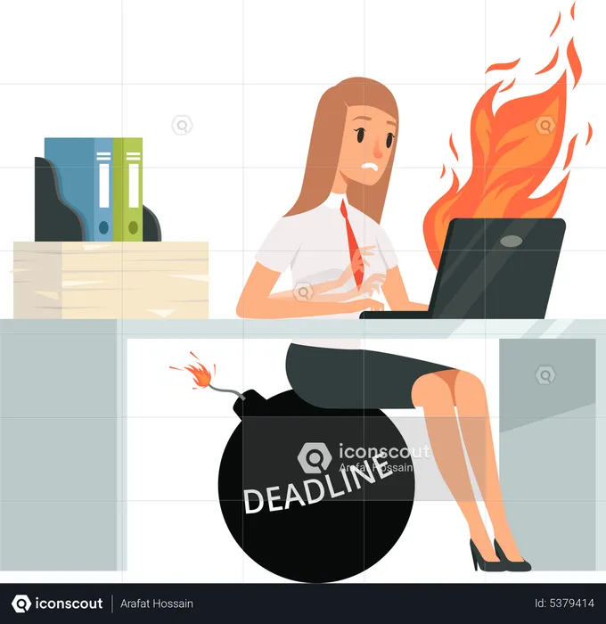 Overworked business woman  Illustration