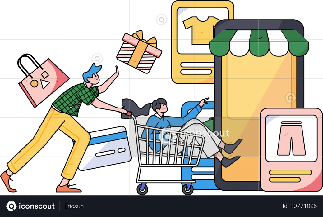 Paar beim Online-Shopping  Illustration