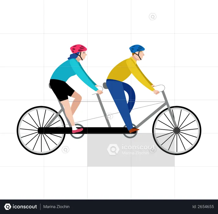 Paar Fahrrad fahren  Illustration