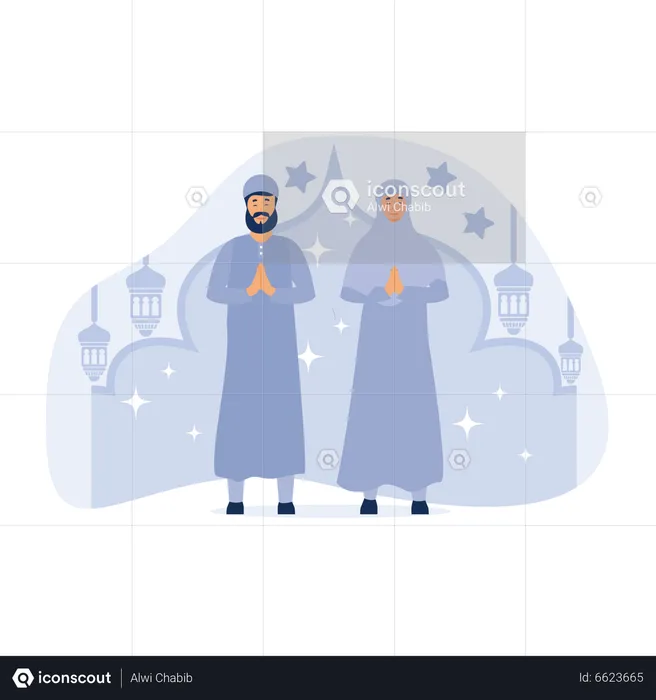 Paar feiert Eid al-Fitr  Illustration