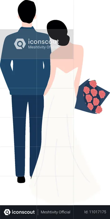 Paar bei der Hochzeitsplanung  Illustration