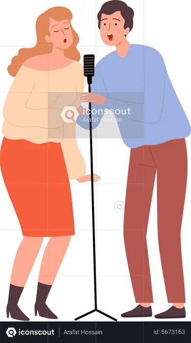 Paar singt Karaoke  Illustration