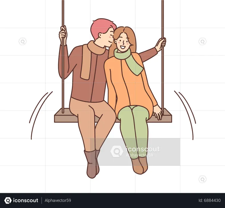 Paar sitzt auf Schaukel  Illustration