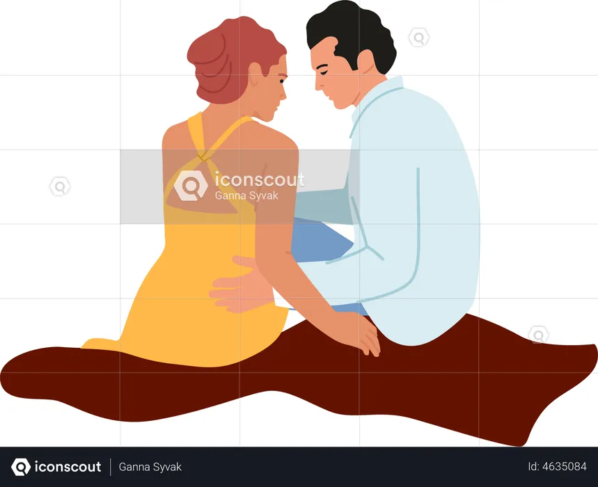 Paar teilt Liebe beim Zusammensitzen  Illustration