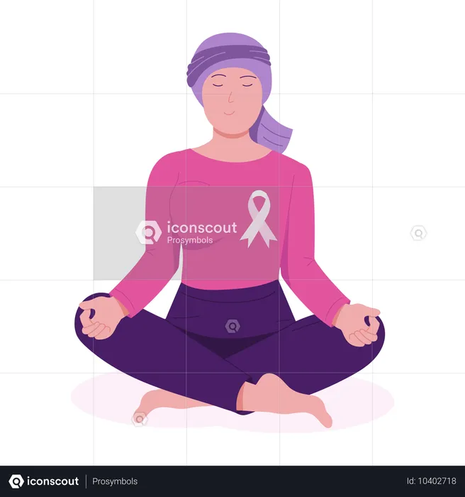 Paciente com câncer fazendo meditação  Ilustração