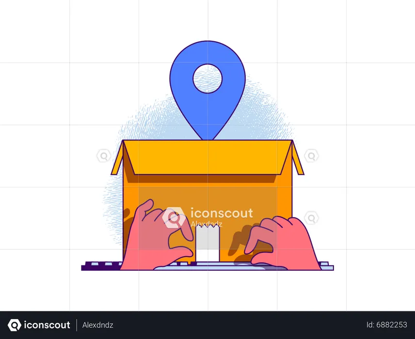 Package delivery at Delivery address  Illustration