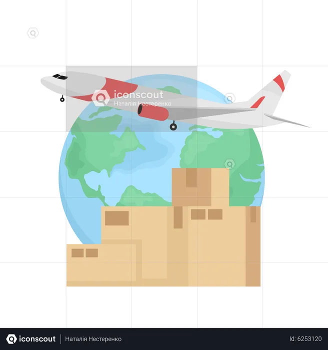 Packages shipped by plane service globally  Illustration