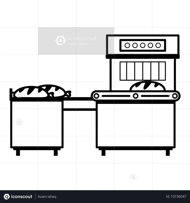 Packing machines are used to wrap bakery goods  Illustration