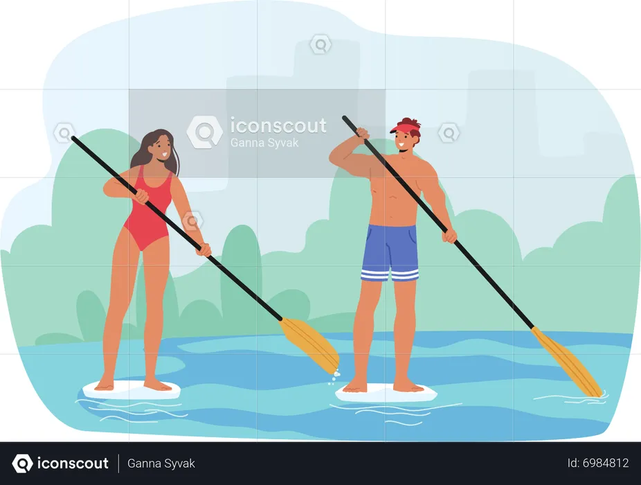 Paddle Surf Masculino y Femenino  Ilustración