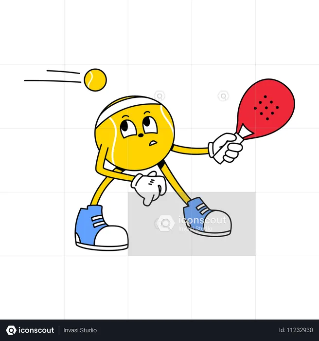 Bola de Padel Mascote Servindo Bola  Ilustração