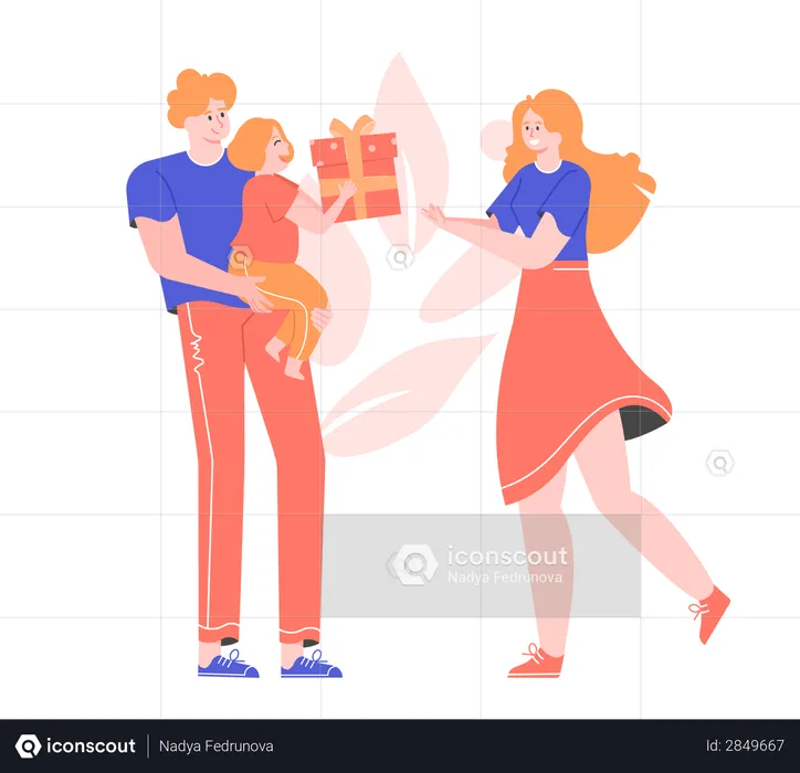 Padre e hija celebrando el día de la madre.  Illustration