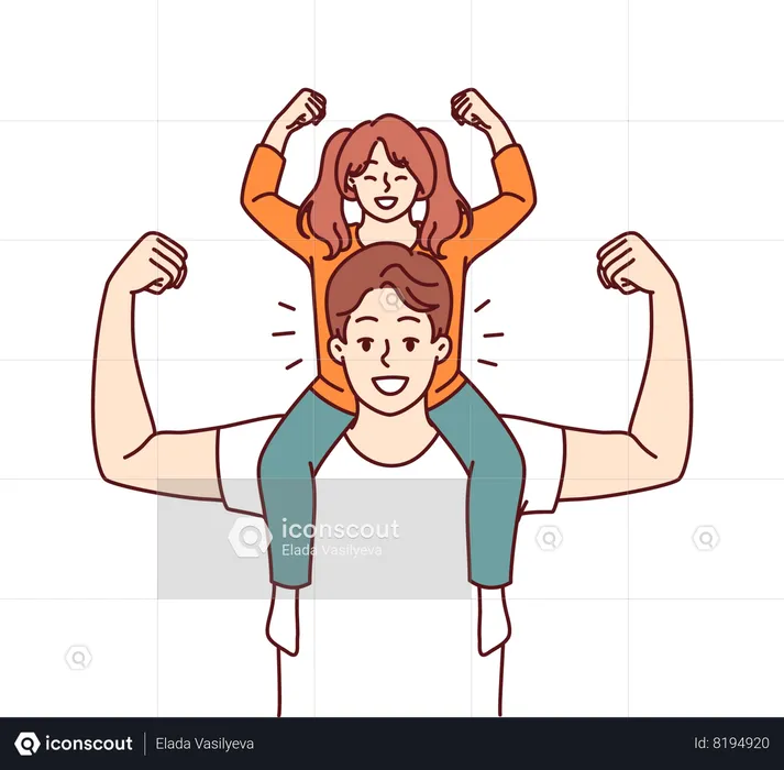 Padre e hija entrenan juntos  Illustration