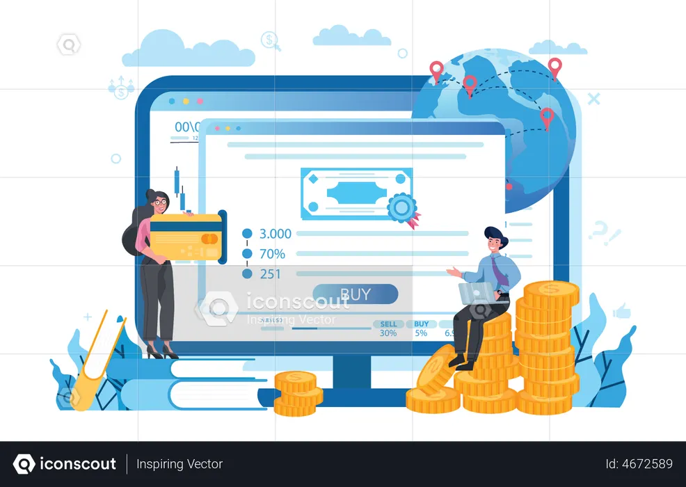 Pagamento com cartão on-line  Ilustração