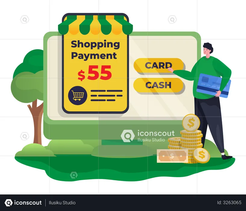 Pagamento de compras online  Ilustração