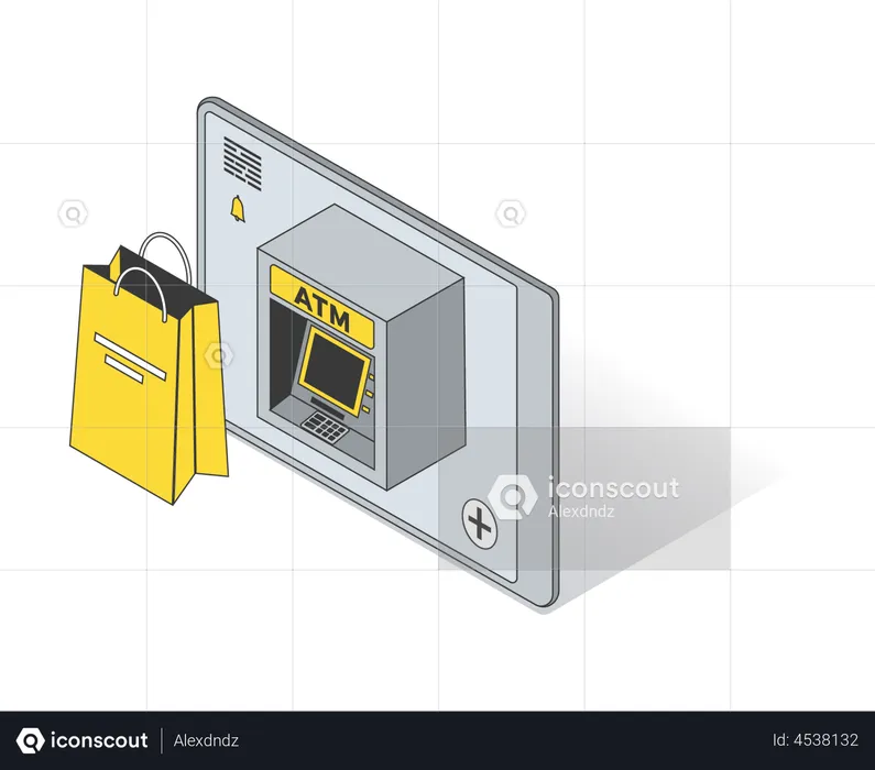 Pagamento em caixa eletrônico  Ilustração