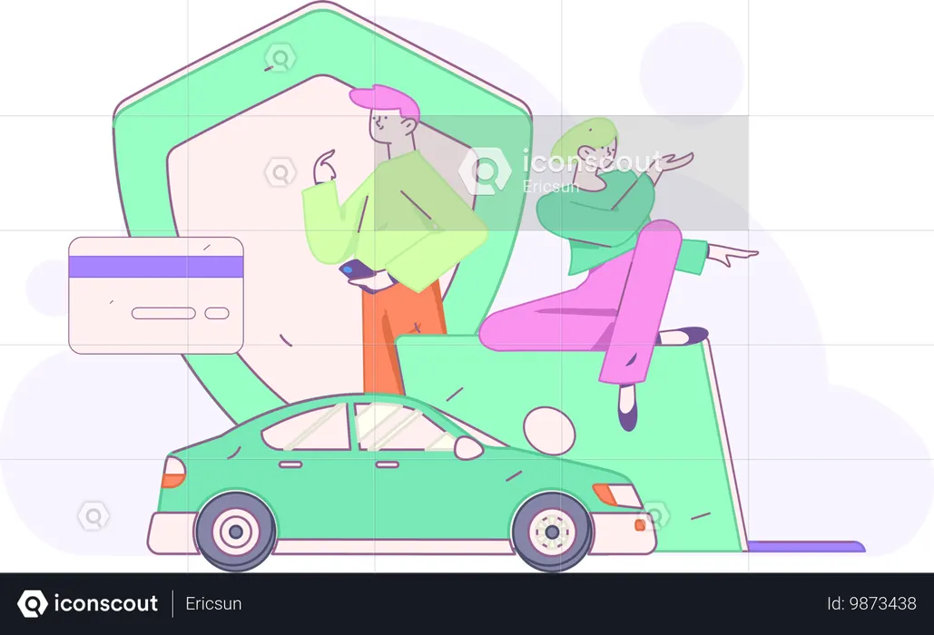 Pago del seguro del coche  Ilustración